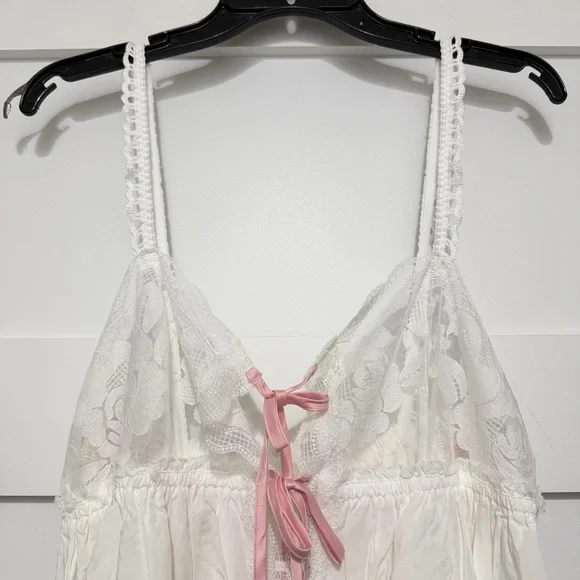 New! For Love & Lemons White Alexa Slip Mini Dress Size Large 23985 - Picture 7 of 14